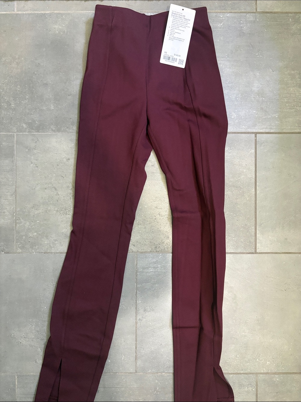lululemon athletica stretch knit pull on pant in Burgundy Plum